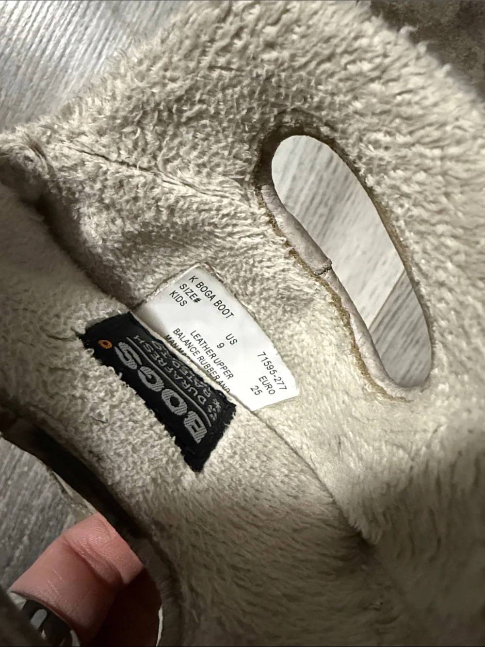 Bogs Taupe Suede Kids Pull-On Boots with Shearling Trim